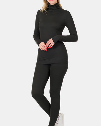 Zenana Turtleneck Top and Leggings Lounge Set (S-3XL)