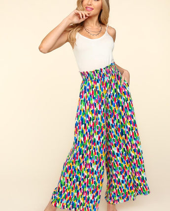 Haptics Smocked Waist Abstract Print Pants (S, M, L)