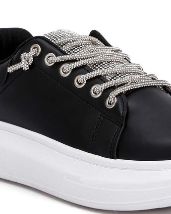 The Rag Company Jaxen Rhinestones Lace Up Sneakers - Available in Black and White