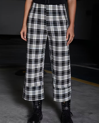 Easy Plaid High Waist Pants (S-3XL)