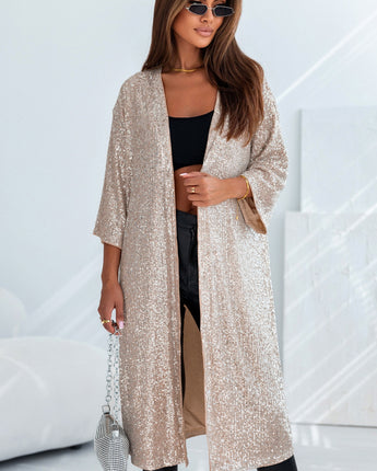 SO SPARKLY Sequin Open Front Duster Cardigan (S-XL)