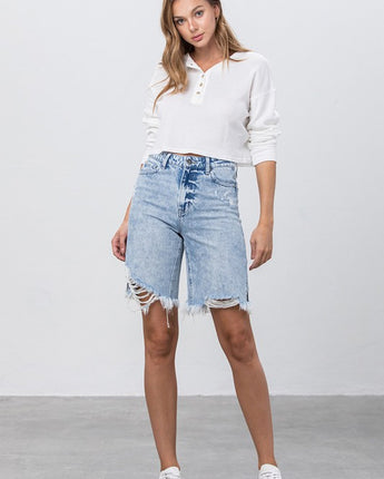 Insane Gene DISTRESSED DENIM BERMUDA SHORTS (S, M, L)