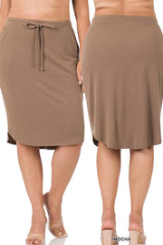 TBYB! Self Tie Tulip Hem Skirt with Side Pockets  (1XL-3XL)