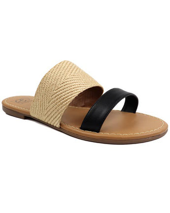 Miami Shoe Two Band slide Sandal (Available in Tan and Black)