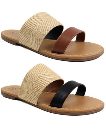 Miami Shoe Two Band slide Sandal (Available in Tan and Black)