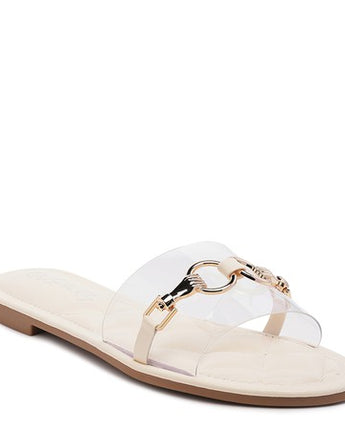 Rag Company Clear Buckled Quilted Slides