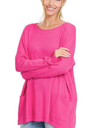 Zenana Oversized Front Pocket Sweater (S-XL) Available in 3 Colors!