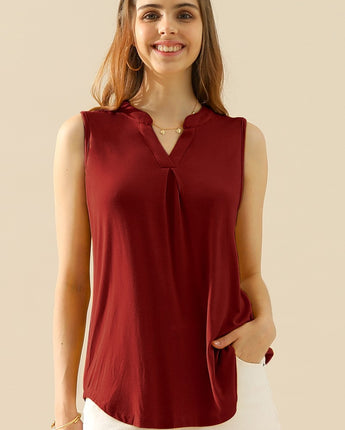 Ninexis Notched Sleeveless Top (S-3X) Available in 10 Colors!