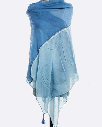 Beautiful Two-Tone Tassel Large Cotton Scarf