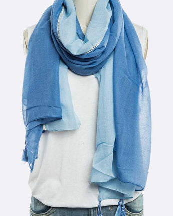 Beautiful Two-Tone Tassel Large Cotton Scarf