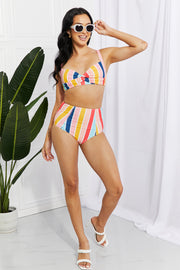 Marina West Swim Take A Dip Twist High-Rise Bikini in Stripe (S-2XL)