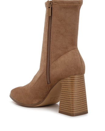 Aandid High Ankle Flared Block Heel Boots