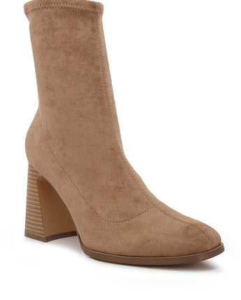 Aandid High Ankle Flared Block Heel Boots