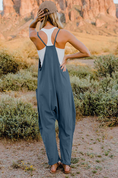 Double Take V-Neck Sleeveless Jumpsuit with Pockets - 6 colors!  (S-3XL)