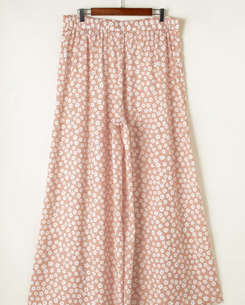 Peach Floral Wide Leg Pants (S-XL)