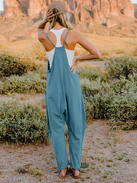 Double Take V-Neck Sleeveless Jumpsuit with Pockets - 6 colors!  (S-3XL)