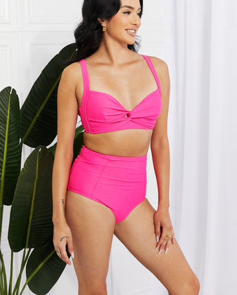 Marina West Swim Take A Dip Twist High-Rise Bikini in Pink (S-2XL)