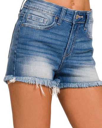 TBYB! Mid Rise Raw Frayed Hem Denim Shorts (1XL-3XL)