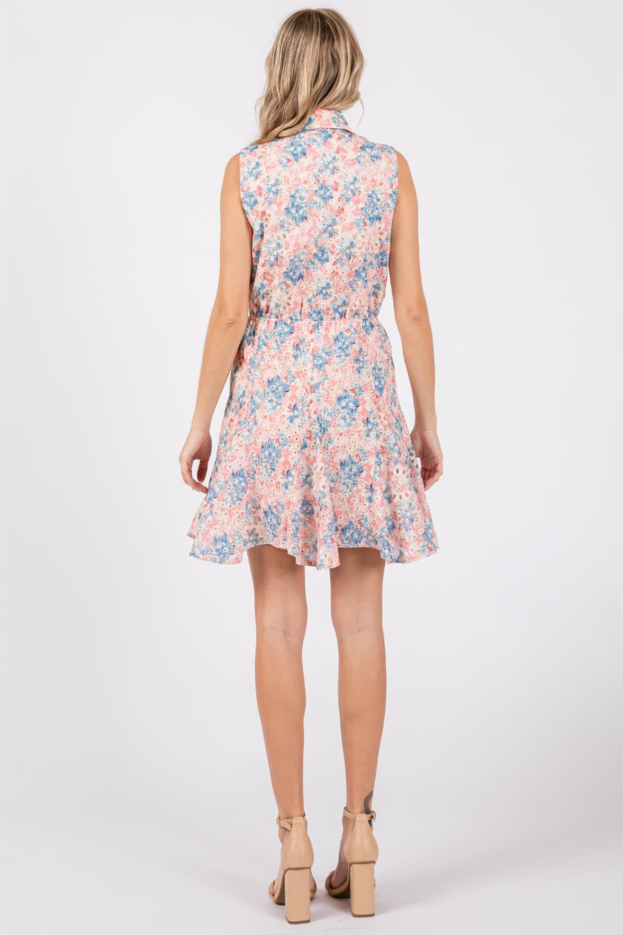 GeeGee Floral Eyelet Sleeveless Mini Dress (S-3XL)
