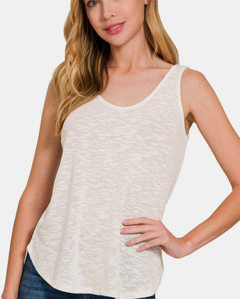 Zenana Curved Hem Round Neck Tank (S, M, L)