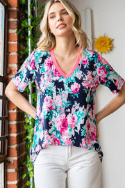 Heimish Floral V-Neck Short Sleeve T-Shirt (S-3XL)