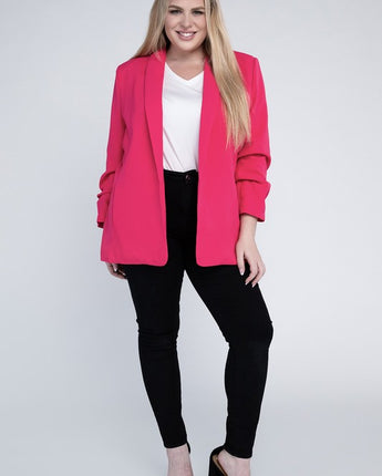 Plus Shawl Lapel Blazer (XL-2XL)