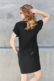 Basic Bae Round Neck Short Sleeve Dress with Pockets (S-3XL)