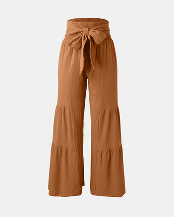 Tied Ruched Wide Leg Pants (S-2XL)