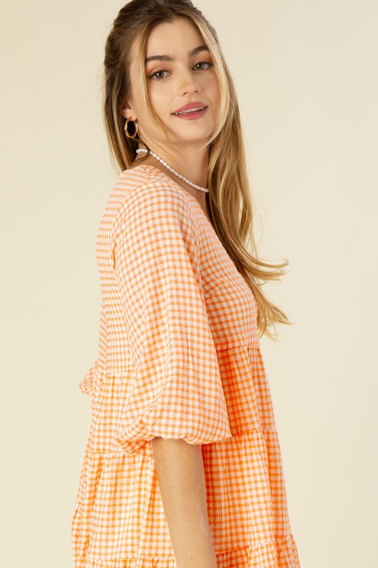 TBYB! Gingham checked tiered dress (S, M, L)
