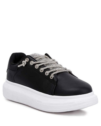 The Rag Company Jaxen Rhinestones Lace Up Sneakers - Available in Black and White