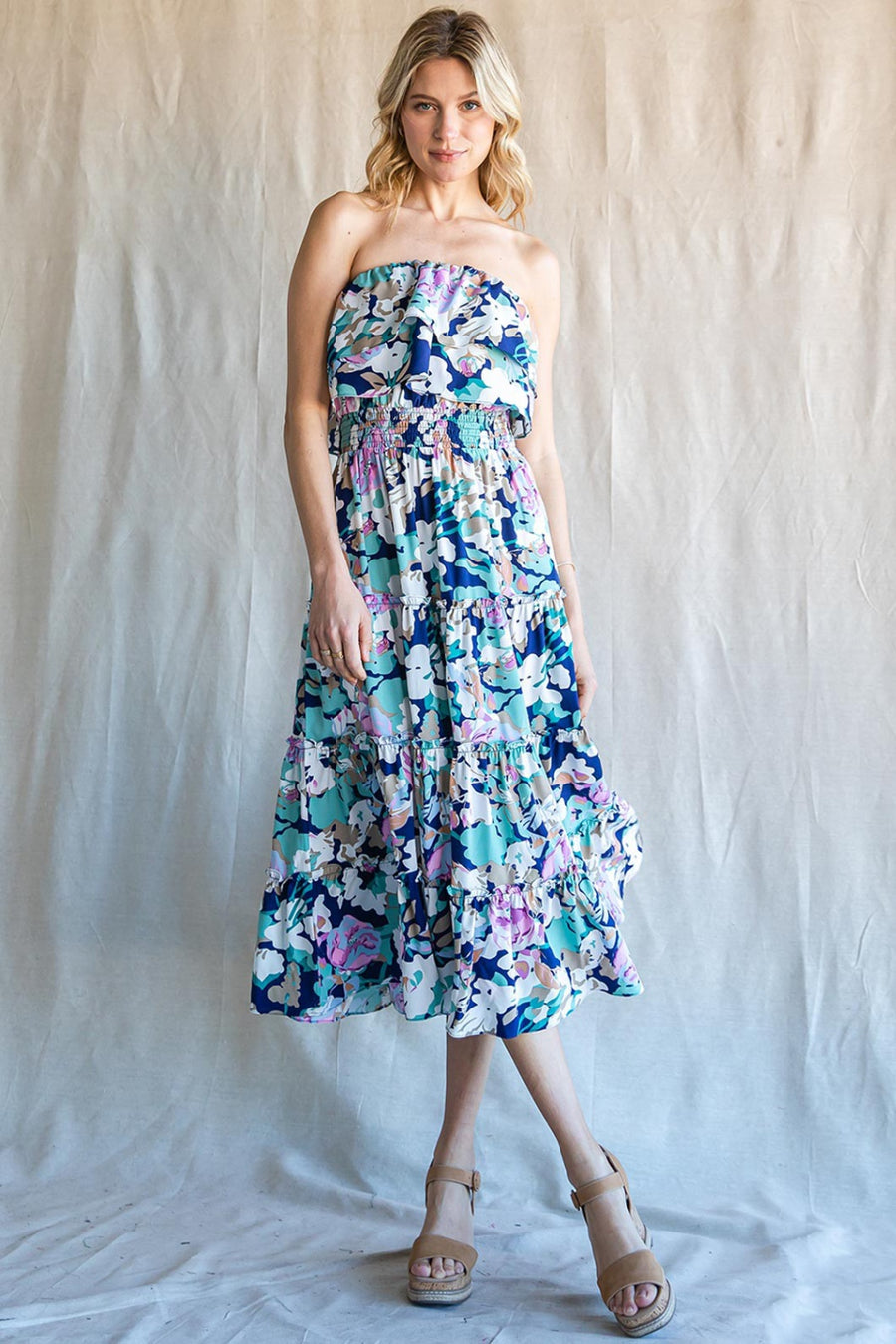 Cotton Bleu by Nu Label Ruffled Floral Midi Dress (S-XL)