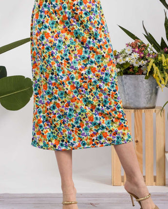 Celeste Floral A-Line Midi Skirt (S-XL)