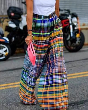 Full Size Plaid Wide Leg Pants