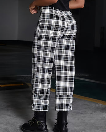 Easy Plaid High Waist Pants (S-3XL)