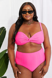 Marina West Swim Take A Dip Twist High-Rise Bikini in Pink (S-2XL)