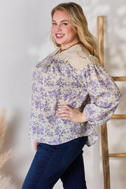 Hailey & Co Lace Detail Printed Blouse (S-3X)