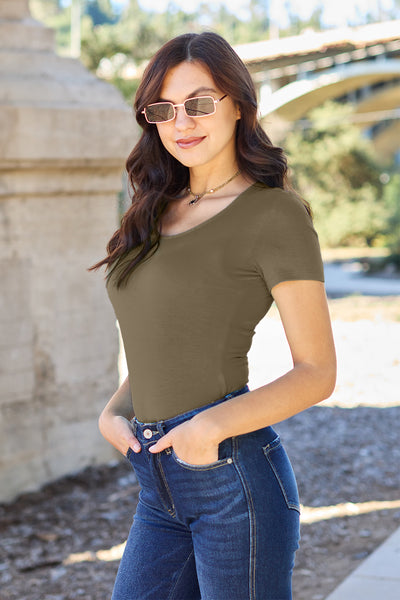 Perfect Base Layer - Basic Bae Round Neck Short Sleeve Bodysuit -6 more great colors! (S-3XL)