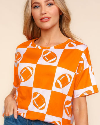 Haptics Football Checkered Short Sleeve T-Shirt (S, M, L)