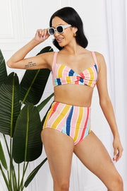 Marina West Swim Take A Dip Twist High-Rise Bikini in Stripe (S-2XL)