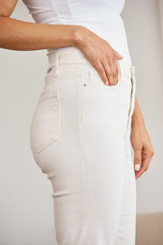 RFM High Waist Raw Hem Jeans (23-24W) Off-White/Tummy Control