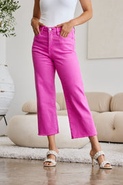 RFM High Waist Raw Hem Jeans (23-24W) Pink Rouge/Tummy Control