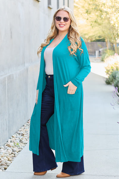 Basic Bae Open Front Long Sleeve Cover Up - 5 Colors (S-3XL)