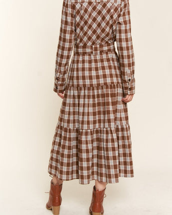 And the Why Plaid Tiered Midi Shirt Dress (S-XL)