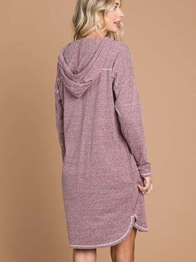 Culture Code Hooded Long Sleeve Light Sweater Dress