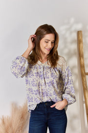 Hailey & Co Lace Detail Printed Blouse (S-3X)