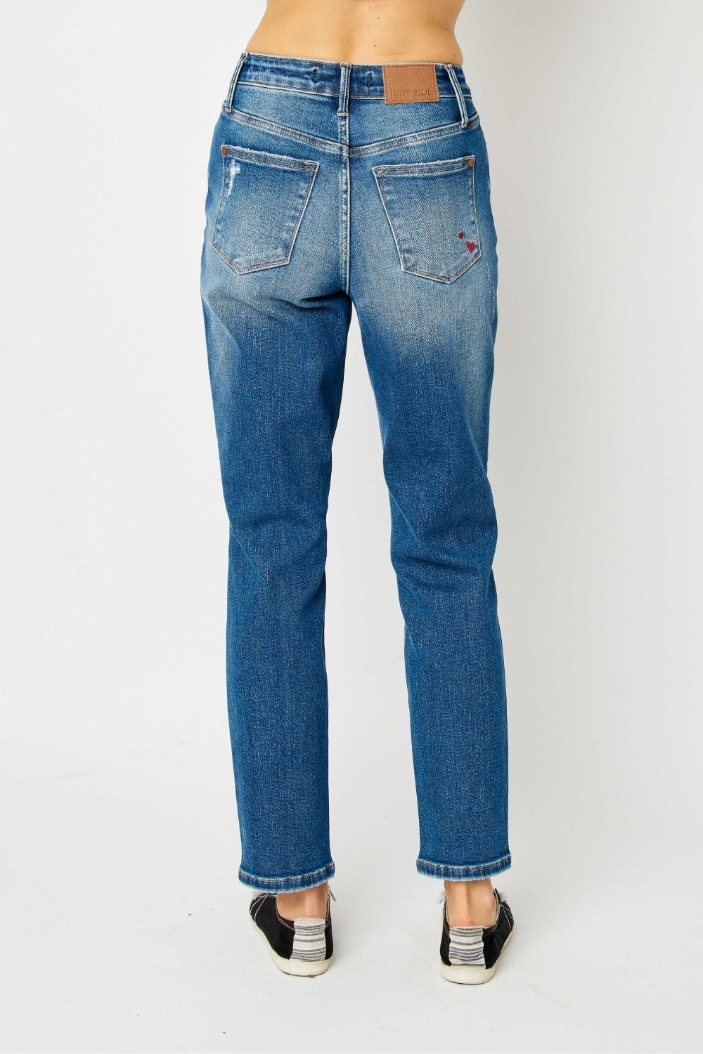 Queen of Hearts Judy Blue Distressed Slim Jeans (0-24W)