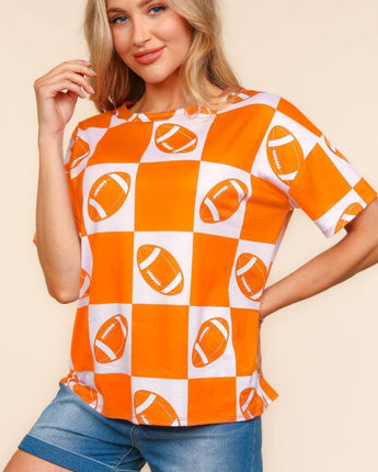 Haptics Football Checkered Short Sleeve T-Shirt (S, M, L)