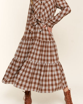 And the Why Plaid Tiered Midi Shirt Dress (S-XL)