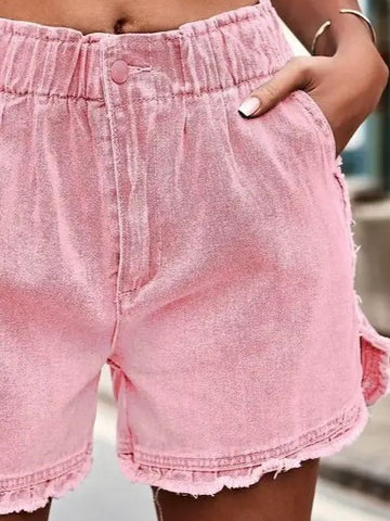 TODAY'S PRE-ORDER Denim Raw Hem Shorts in Pink AND Blule (S-XL) FEB 20 24