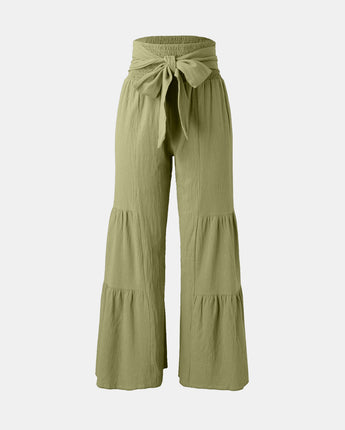 Tied Ruched Wide Leg Pants (S-2XL)